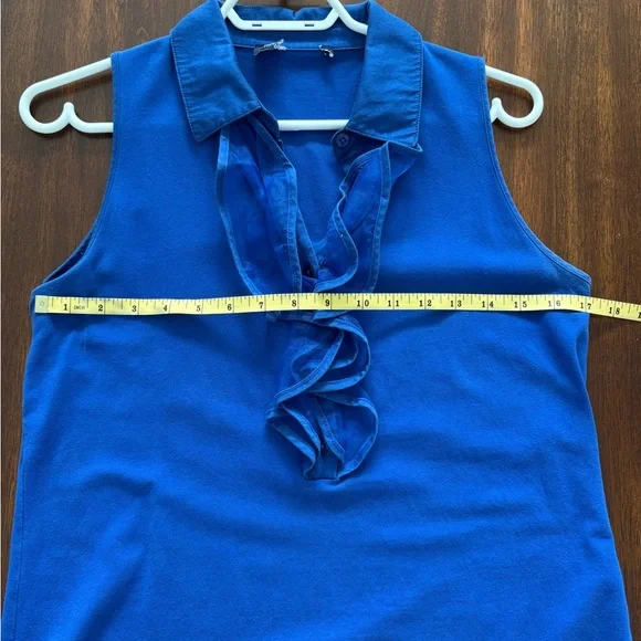 Blue Ruffled Sleeveless Top - Picture 4 of 5